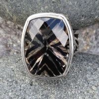 Sterling Silver Zebra Print Quartz (15x20mm) Ring