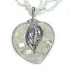 Sterling White Mother of Pearl Mosaic Heart with Necklace