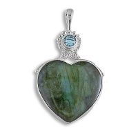 Labradorite Heart and Swiss Blue Topaz Pendant