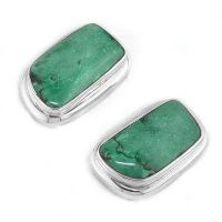 Turquoise Freeform Clip Silver Earrings