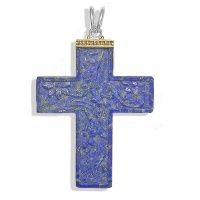 Lapis Cross Pendant with Vermeil