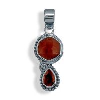 Faceted Carnelian & Garnet Pendant