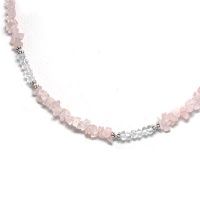 Rose Quartz, Crystal Nugget Silver Necklace
