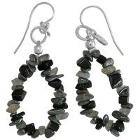 Hematite Snowflake Obsidian and Rainbow Moonstone Earring