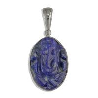 Sterling Silver Carved Lapis Ganesh Pendant