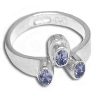 Triple Tanzanite Silver Ring