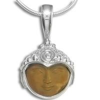 Tiger Eye Face Silver Pendant