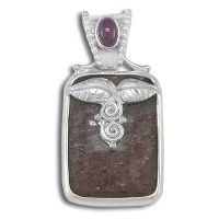 Sterling Red Muscovite and Ruby Pendant