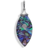 Silver Pendant with Marquis  Paua Shell 