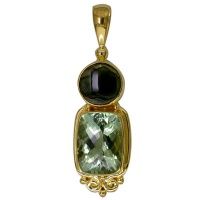 Vermeil Pendant with Green Amethyst and Tourmaline