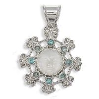 Mother of Pearl Goddess Apatite Topaz pendant