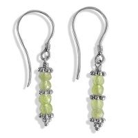 Sterling Prehnite Bead Dangle Earrings