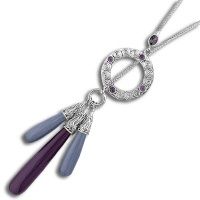 Sterling Lariat Necklace with Purple Fiber Optic