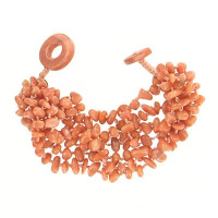 Peach Stone Agate Beaded Bracelet