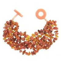 Amber and Peach Stone Beaded Bracelet