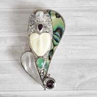 Paua Shell & Mother of Pearl Goddess Pin-Pendant