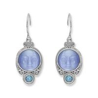 Blue Fiber Optic Goddess Earrings with Swiss Blue Topaz