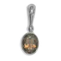 Faceted Smokey Quartz Oval Pendant 