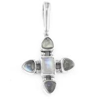 Sterling Silver Labradorite and Rainbow Moonstone Pendant