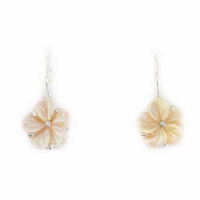 Pink Shell Carved Flower Latchback Earrings