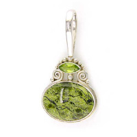 Russian Serpentine Pendant with Peridot Marquis