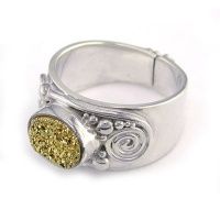 Sterling Silver Gold Druzy Ring