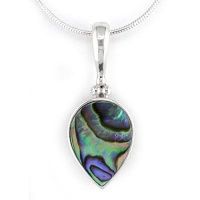 Paua Shell Pear Pendant with 18" Snake Chain