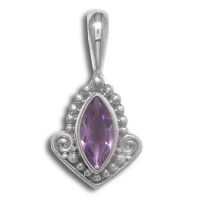Sterling Silver Amethyst Marquis Pendant 