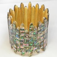 Wood Backed Mosaic Shell Stretch Bracelet