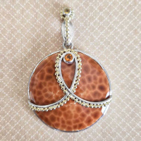 Sterling Silver and 22K Gold Vermeil Faceted Fire Agate Pendant with Citrine and Mexican Fire Opal