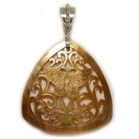 Carved Golden Rainbow Shell Butterfly Pendant