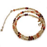 Vermeil Accented Beaded Necklace with Citrine, Garnet, Carnelian