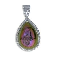 Rainbow Window Druzy Pear Pendant