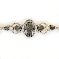 Black Diamond Window Druzy Link Bracelet