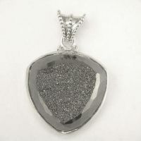 Faceted Black Diamond Window Druzy Pendant