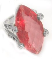 Watermelon Blush Quartz and White Topaz Ring