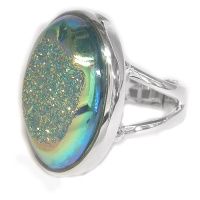 Golden Dream Pariba Window Druzy Adjustable Ring