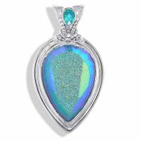 Golden Dream Pariba Druzy & Caribbean Quartz Pendant