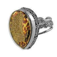 Gold Cheetah Window Druzy Ring