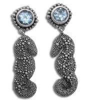 Seahorse Earrings with Blue Topaz