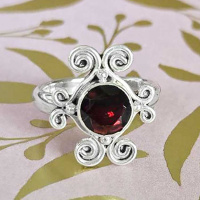 Sterling Silver Faceted Garnet Ring