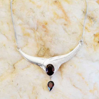 Double Garnet Sterling Silver Necklace 18"