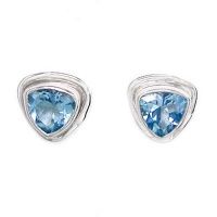 Trillion Blue Topaz Silver Post Earrings