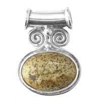 Sterling Silver Picture Jasper Pendant with Tube Bale