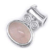 Sterling Silver Rose Quartz Pendant with Tube Bale