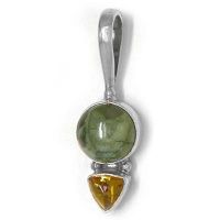 Rhyolite and Amber Pendant 