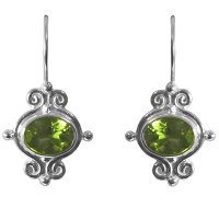 Faceted Peridot Sterling Silver Dangle Earrings