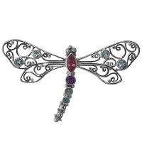 Pink Tourmaline and multi-gemstone Dragonfly Pin/Pendant
