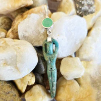 Sterling Silver Turquoise Nile Goddess Pendant with Chysoprase