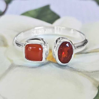 Mexican Fire Opal and Carnelian Ring